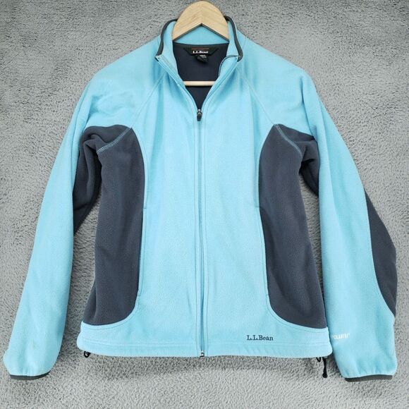 Vintage LL Bean Womens Size Large Blue Full Zip Polartec Fleece Jacket Stretch - Picture 12 of 16